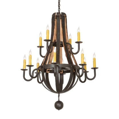 Meyda Tiffany Barrel Stave 12 Light 48" Wide Taper Candle Style Chandelier