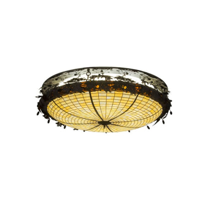 Meyda Tiffany Greenbriar Oak 8 Light 52" Wide Semi-Flush Bowl Ceiling Fixture - Antique Copper Finish - Medium Bulb Base