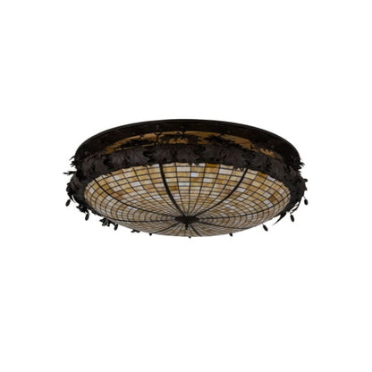 Meyda Tiffany Greenbriar Oak 8 Light 52" Wide Semi-Flush Bowl Ceiling Fixture - Antique Copper Finish - Medium Bulb Base