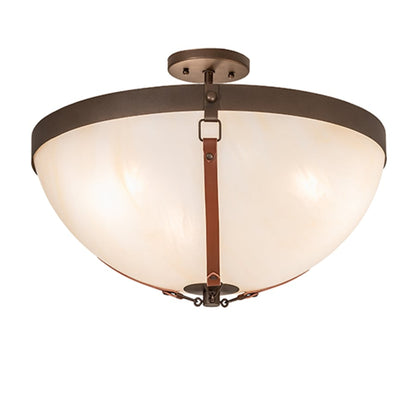 Meyda Tiffany Saddle Strap 3 Light 22" Wide Semi-Flush Bowl Ceiling Fixture