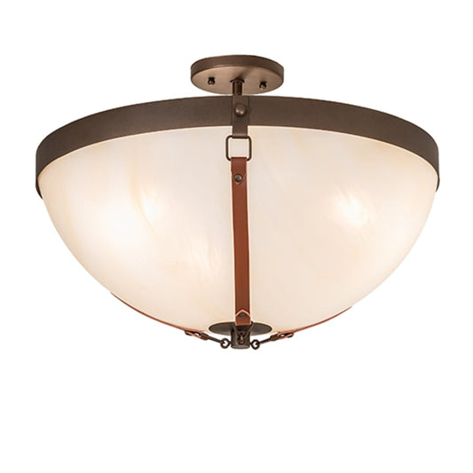 Meyda Tiffany Saddle Strap 3 Light 22" Wide Semi-Flush Bowl Ceiling Fixture