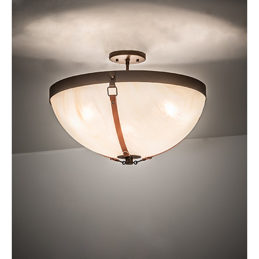Meyda Tiffany Saddle Strap 3 Light 22" Wide Semi-Flush Bowl Ceiling Fixture