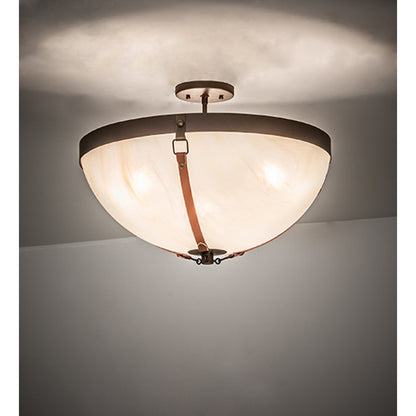 Meyda Tiffany Saddle Strap 3 Light 22" Wide Semi-Flush Bowl Ceiling Fixture