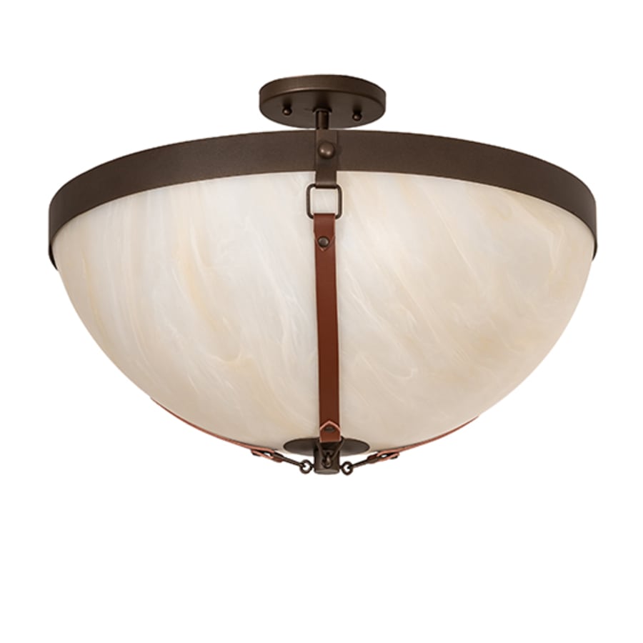 Meyda Tiffany Saddle Strap 3 Light 22" Wide Semi-Flush Bowl Ceiling Fixture