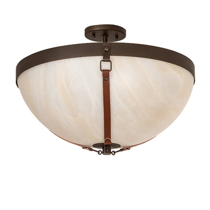 Meyda Tiffany Saddle Strap 3 Light 22" Wide Semi-Flush Bowl Ceiling Fixture