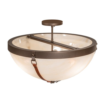 Meyda Tiffany Saddle Strap 3 Light 22" Wide Semi-Flush Bowl Ceiling Fixture