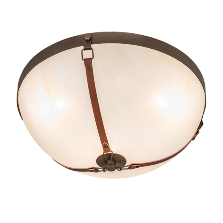 Meyda Tiffany Saddle Strap 3 Light 22" Wide Semi-Flush Bowl Ceiling Fixture