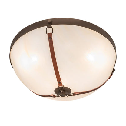Meyda Tiffany Saddle Strap 3 Light 22" Wide Semi-Flush Bowl Ceiling Fixture