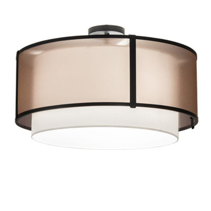 Meyda Tiffany Cilindro 3 Light 30" Wide Semi-Flush Drum Ceiling Fixture - Flat Black Finish - Medium Bulb Base