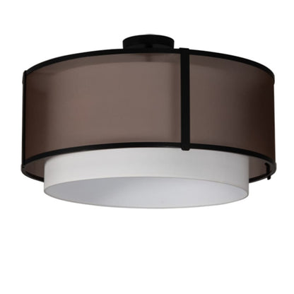 Meyda Tiffany Cilindro 3 Light 30" Wide Semi-Flush Drum Ceiling Fixture - Flat Black Finish - Medium Bulb Base