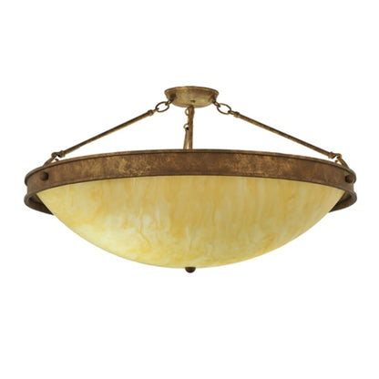 Meyda Tiffany Dionne 3 Light 30" Wide Semi-Flush Bowl Ceiling Fixture - Pompeii Gold Finish