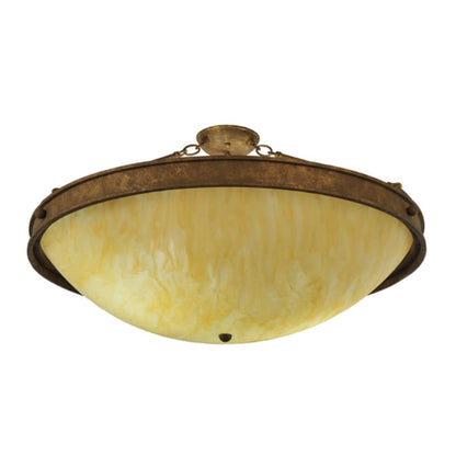 Meyda Tiffany Dionne 3 Light 30" Wide Semi-Flush Bowl Ceiling Fixture - Pompeii Gold Finish