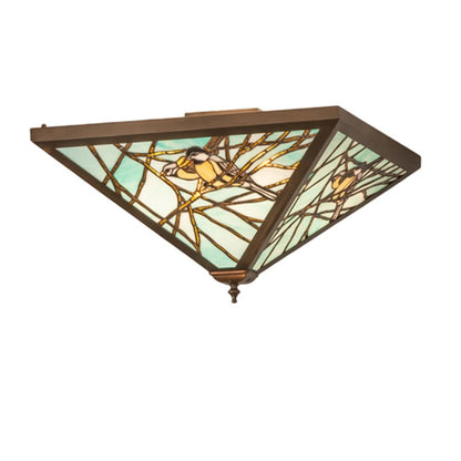 Meyda Tiffany Backyard Friends 4 Light 12-1/2" Tall Semi-Flush Ceiling Fixture - Antique Copper Finish