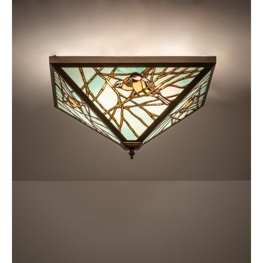 Meyda Tiffany Backyard Friends 4 Light 12-1/2" Tall Semi-Flush Ceiling Fixture - Antique Copper Finish