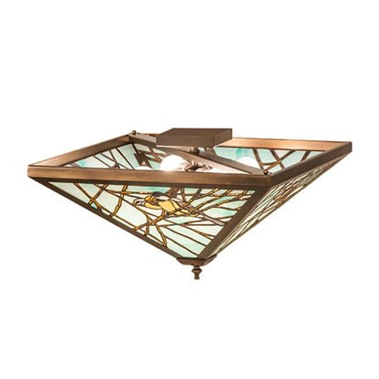 Meyda Tiffany Backyard Friends 4 Light 12-1/2" Tall Semi-Flush Ceiling Fixture - Antique Copper Finish