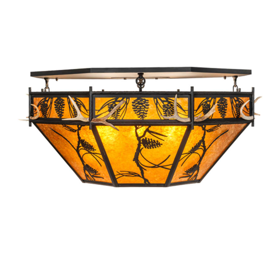 Meyda Tiffany Whispering Pines 8 Light 46" Wide Semi-Flush Ceiling Fixture