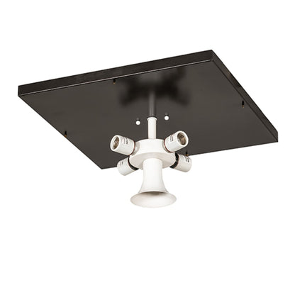 Meyda Tiffany Kungsholm 4 Light 26" Wide Flush Mount Square Ceiling Fixture with Blue Glass Shade - Craftsman Brown Finish
