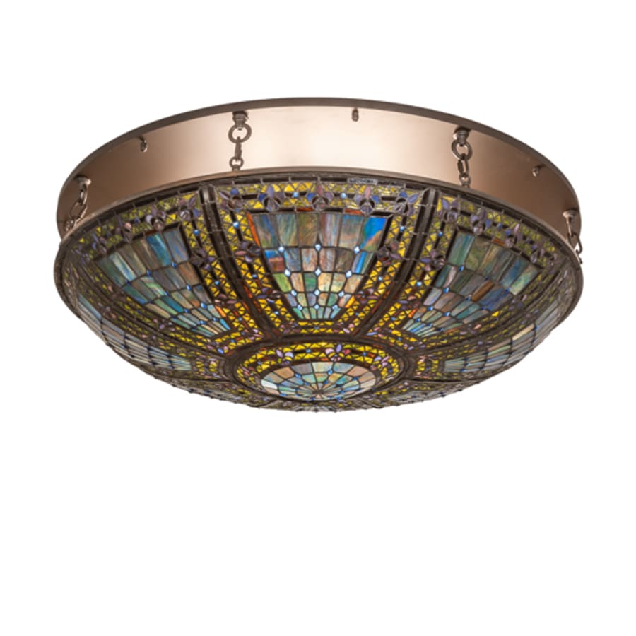 Meyda Tiffany Fleur-de-lis 8 Light 40" Wide Semi-Flush Bowl Ceiling Fixture - Oil Rubbed Bronze Finish