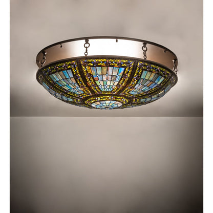 Meyda Tiffany Fleur-de-lis 8 Light 40" Wide Semi-Flush Bowl Ceiling Fixture - Oil Rubbed Bronze Finish