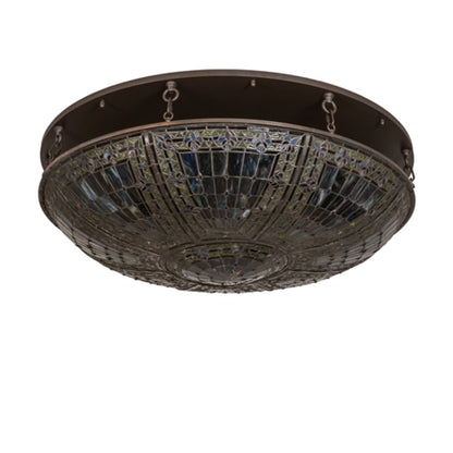 Meyda Tiffany Fleur-de-lis 8 Light 40" Wide Semi-Flush Bowl Ceiling Fixture - Oil Rubbed Bronze Finish