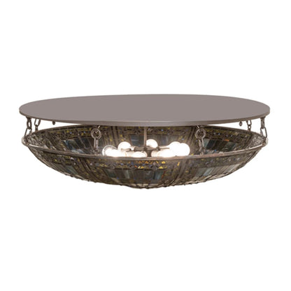 Meyda Tiffany Fleur-de-lis 8 Light 40" Wide Semi-Flush Bowl Ceiling Fixture - Oil Rubbed Bronze Finish