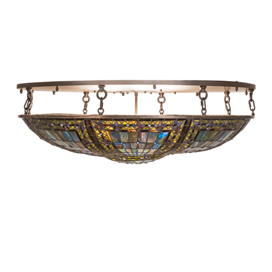 Meyda Tiffany Fleur-de-lis 8 Light 40" Wide Semi-Flush Bowl Ceiling Fixture - Oil Rubbed Bronze Finish