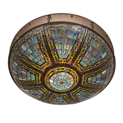Meyda Tiffany Fleur-de-lis 8 Light 40" Wide Semi-Flush Bowl Ceiling Fixture - Oil Rubbed Bronze Finish