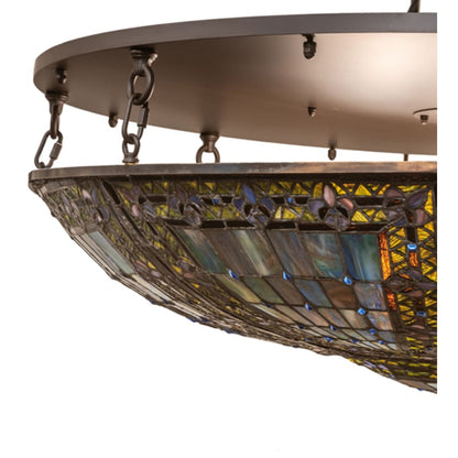 Meyda Tiffany Fleur-de-lis 8 Light 40" Wide Semi-Flush Bowl Ceiling Fixture - Oil Rubbed Bronze Finish