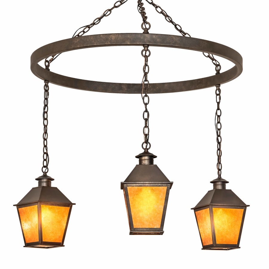 Meyda Tiffany Stafford 3 Light 48" Wide Multi Light Pendant with Amber Mica Shades