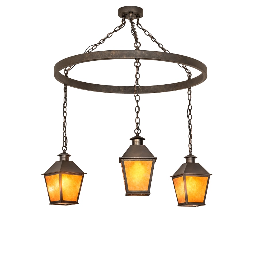 Meyda Tiffany Stafford 3 Light 48" Wide Multi Light Pendant with Amber Mica Shades