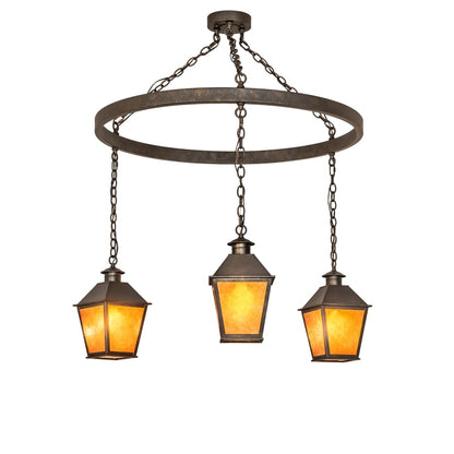 Meyda Tiffany Stafford 3 Light 48" Wide Multi Light Pendant with Amber Mica Shades