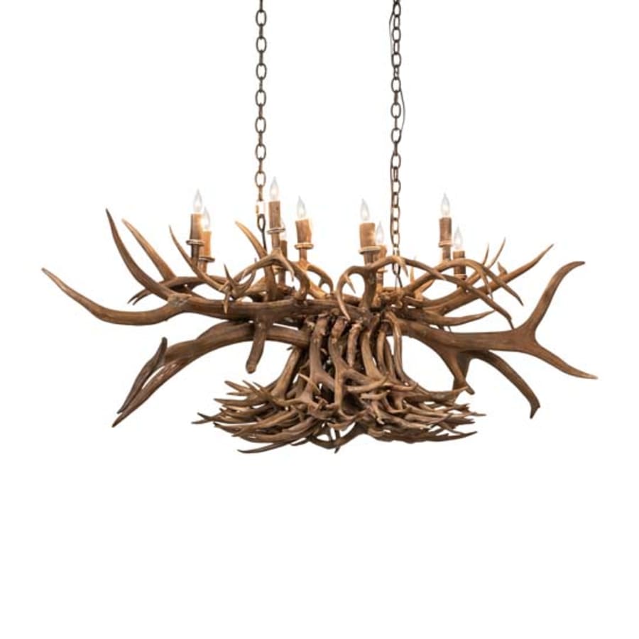 Meyda Tiffany Long Antlers 10 Light 55" Wide Antler Linear Chandelier