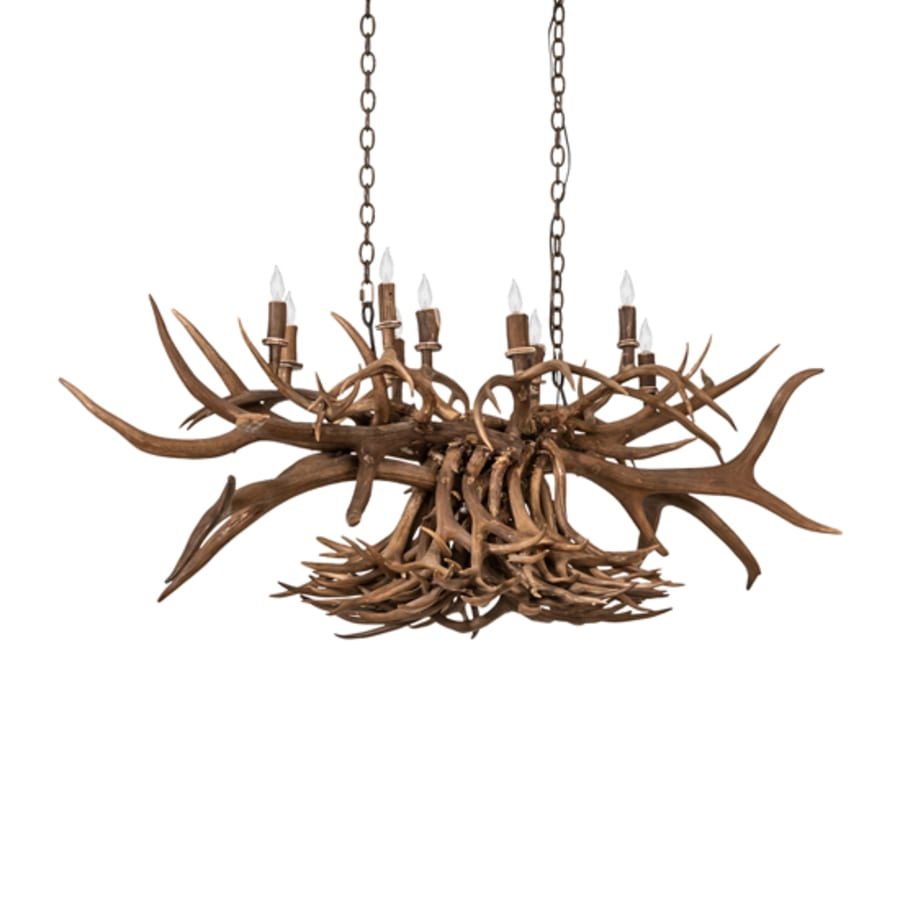 Meyda Tiffany Long Antlers 10 Light 55" Wide Antler Linear Chandelier