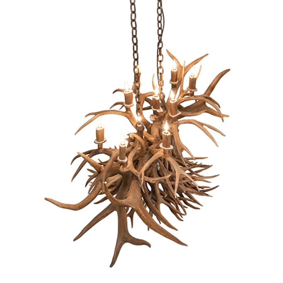 Meyda Tiffany Long Antlers 10 Light 55" Wide Antler Linear Chandelier