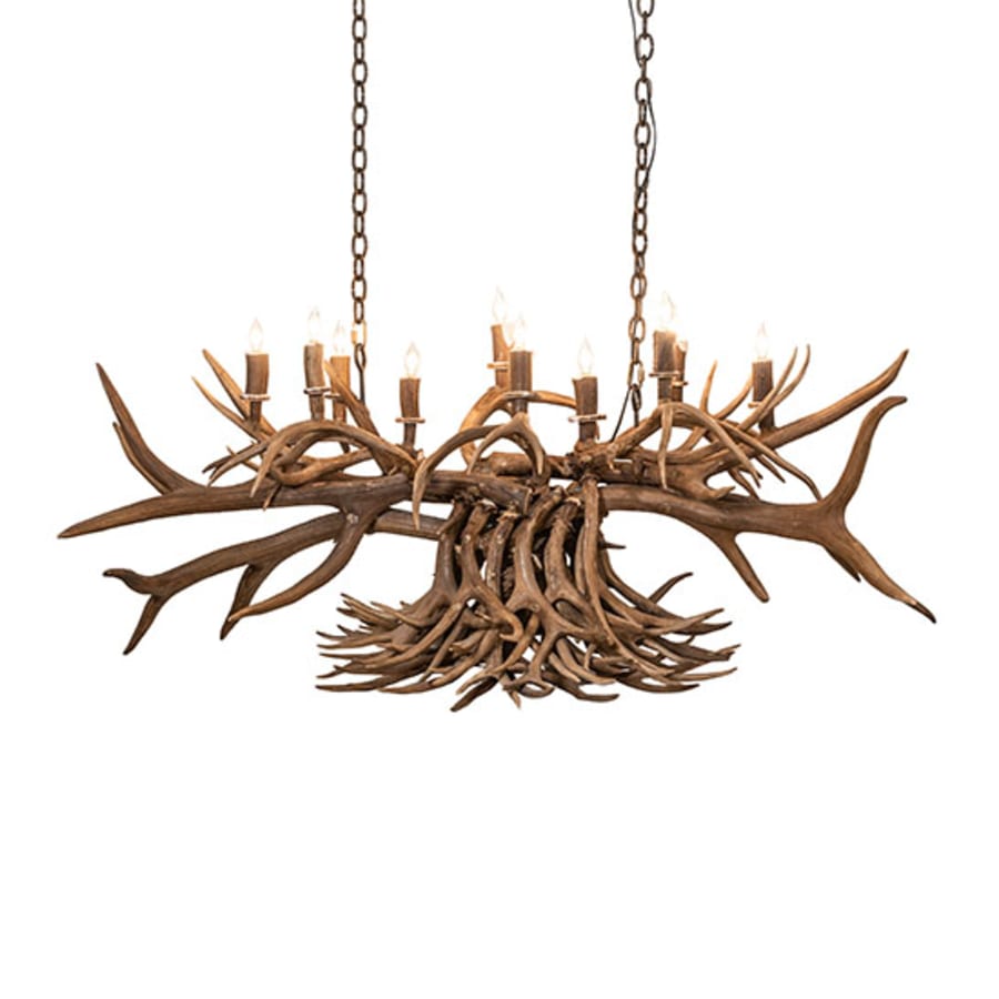 Meyda Tiffany Long Antlers 10 Light 55" Wide Antler Linear Chandelier