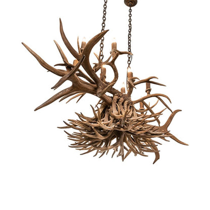 Meyda Tiffany Long Antlers 10 Light 55" Wide Antler Linear Chandelier