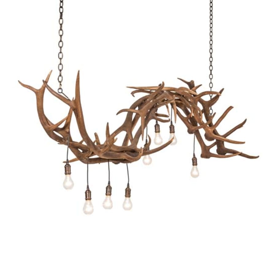Meyda Tiffany Long Antlers 8 Light 74" Wide Antler Linear Chandelier
