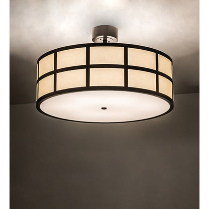 Meyda Tiffany Cilindro Barnabas 6 Light 36" Wide Semi-Flush Drum Ceiling Fixture - Timeless Bronze Finish