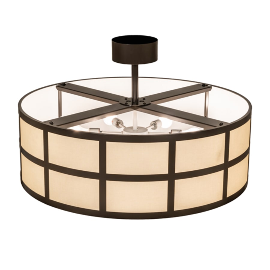 Meyda Tiffany Cilindro Barnabas 6 Light 36" Wide Semi-Flush Drum Ceiling Fixture - Timeless Bronze Finish