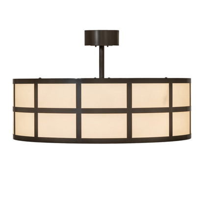 Meyda Tiffany Cilindro Barnabas 6 Light 36" Wide Semi-Flush Drum Ceiling Fixture - Timeless Bronze Finish