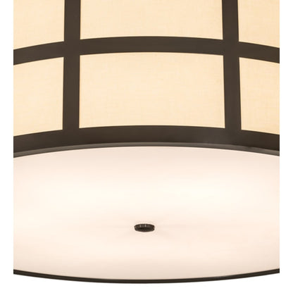 Meyda Tiffany Cilindro Barnabas 6 Light 36" Wide Semi-Flush Drum Ceiling Fixture - Timeless Bronze Finish