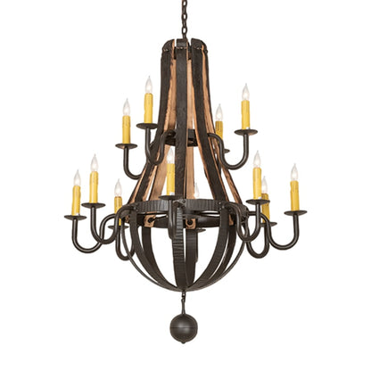 Meyda Tiffany Barrel Stave 12 Light 44" Wide Taper Candle Style Chandelier