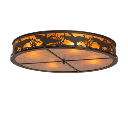 Meyda Tiffany Ducks in Flight 4 Light 40" Wide Semi-Flush Drum Ceiling Fixture