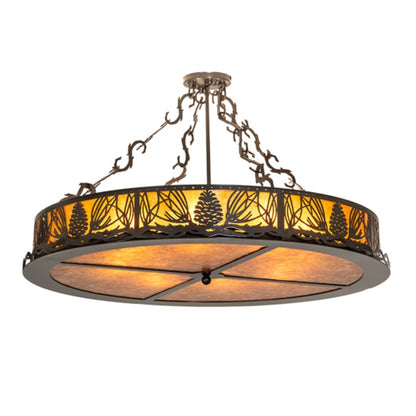 Meyda Tiffany Mountain Pine 8 Light 36" Wide Semi-Flush Drum Ceiling Fixture
