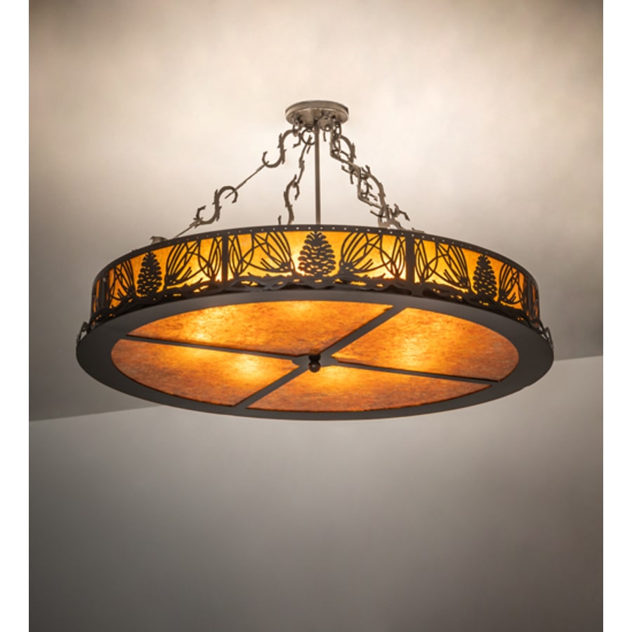 Meyda Tiffany Mountain Pine 8 Light 36" Wide Semi-Flush Drum Ceiling Fixture