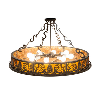 Meyda Tiffany Mountain Pine 8 Light 36" Wide Semi-Flush Drum Ceiling Fixture