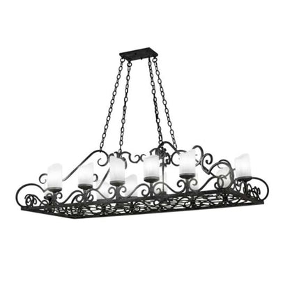 Meyda Tiffany Long Carlotta 12 Light 66" Wide Pillar Candle Linear Chandelier