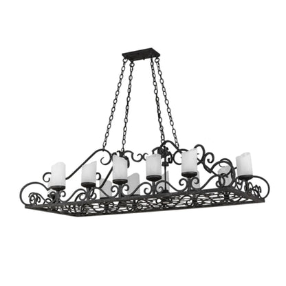 Meyda Tiffany Long Carlotta 12 Light 66" Wide Pillar Candle Linear Chandelier