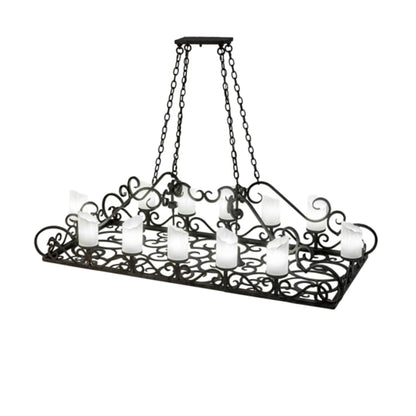 Meyda Tiffany Long Carlotta 12 Light 66" Wide Pillar Candle Linear Chandelier