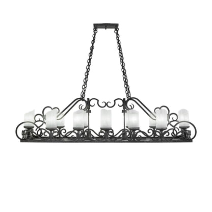 Meyda Tiffany Long Carlotta 12 Light 66" Wide Pillar Candle Linear Chandelier